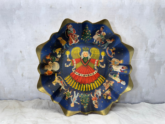 Heavy Cardboard Christmas Bowl Vtg #1740