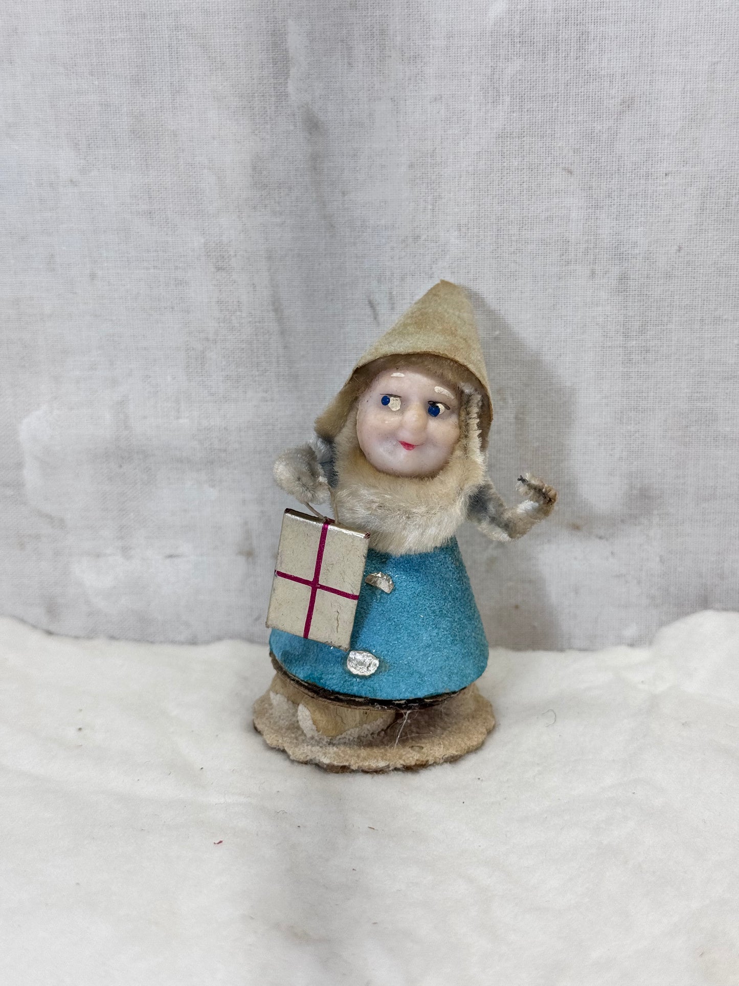 Blue Felt Christmas Elf Japan Vtg #1882