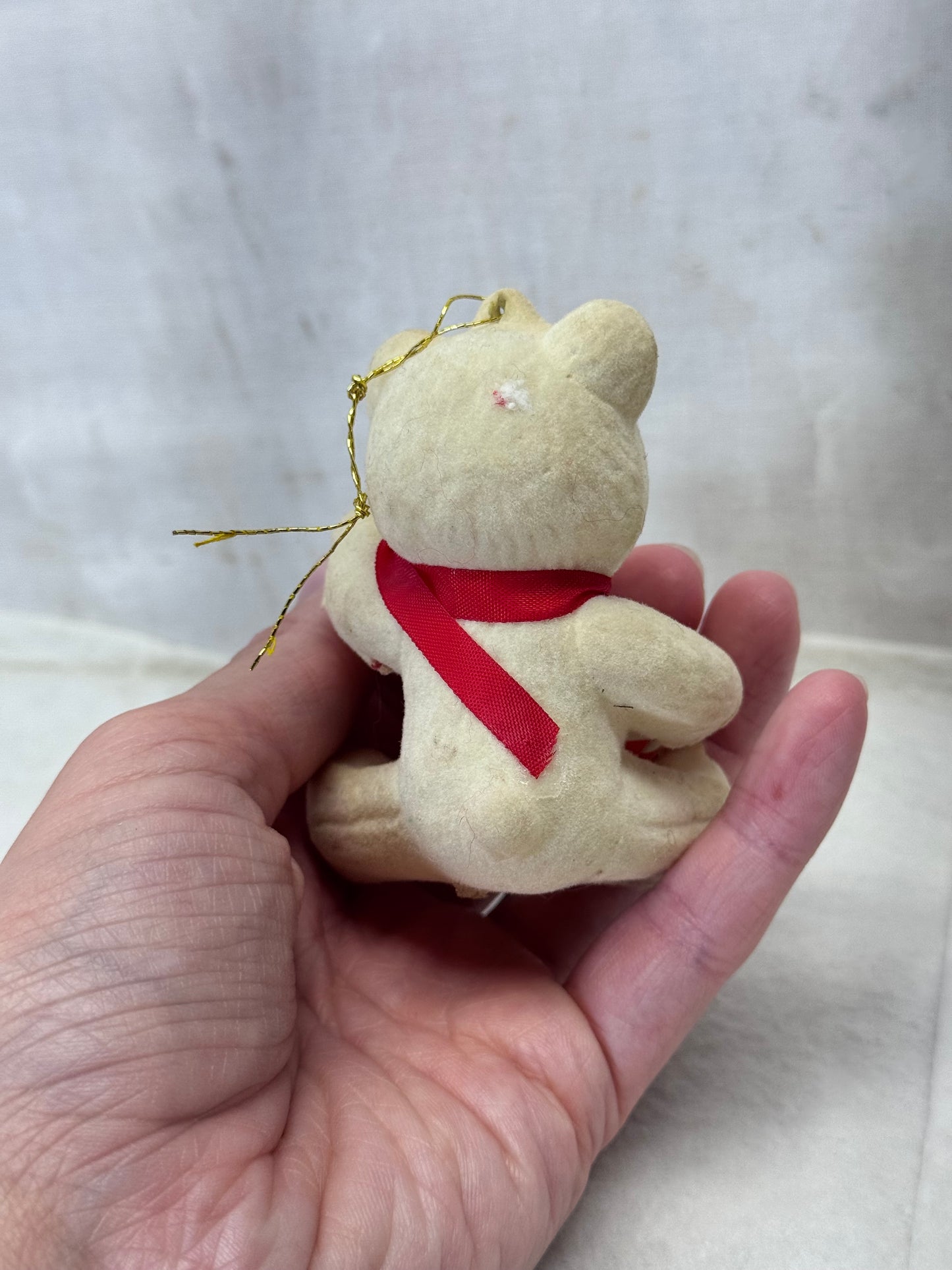 Teddy Bear Present Felted Christmas Ornament Vintage #2005