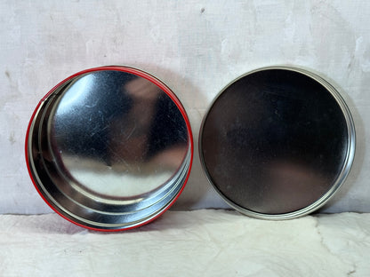 Poinsettia Christmas Tin Round Empty Vintage #1890