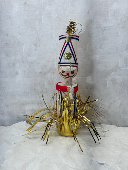 Christmas Solider Ornament Japan Tree Topper Vintage Repaired #2081