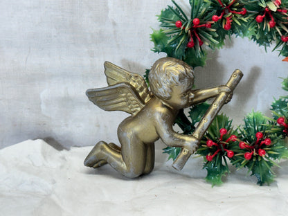 Plastic Wreath Christmas Angel Vintage#2083