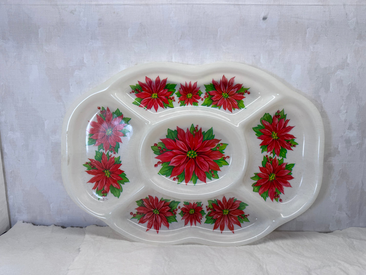 Christmas Hard Plastic Serving Tray Vintage #2073