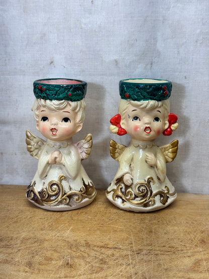 Lefton Candle Holder Angels #1716