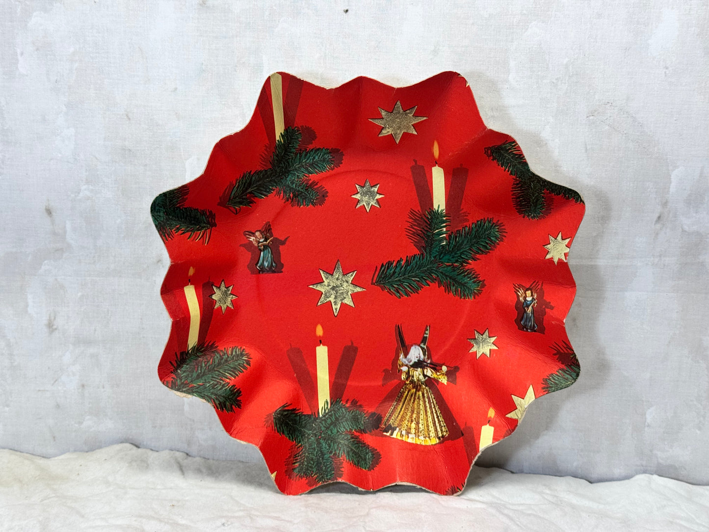 Heavy Cardboard Christmas Bowl Vtg #1741
