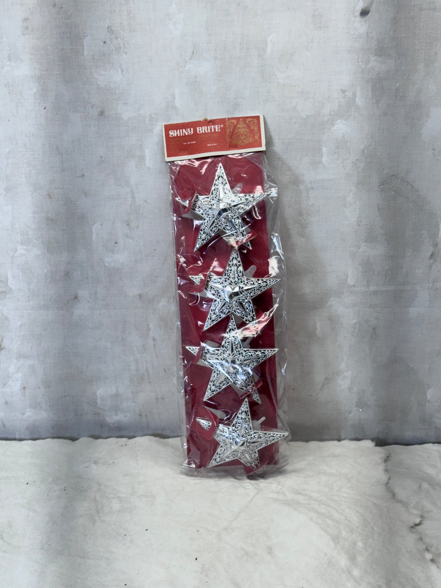 NOS Shiny Brite Plastic Star Ornaments Vintage #1943