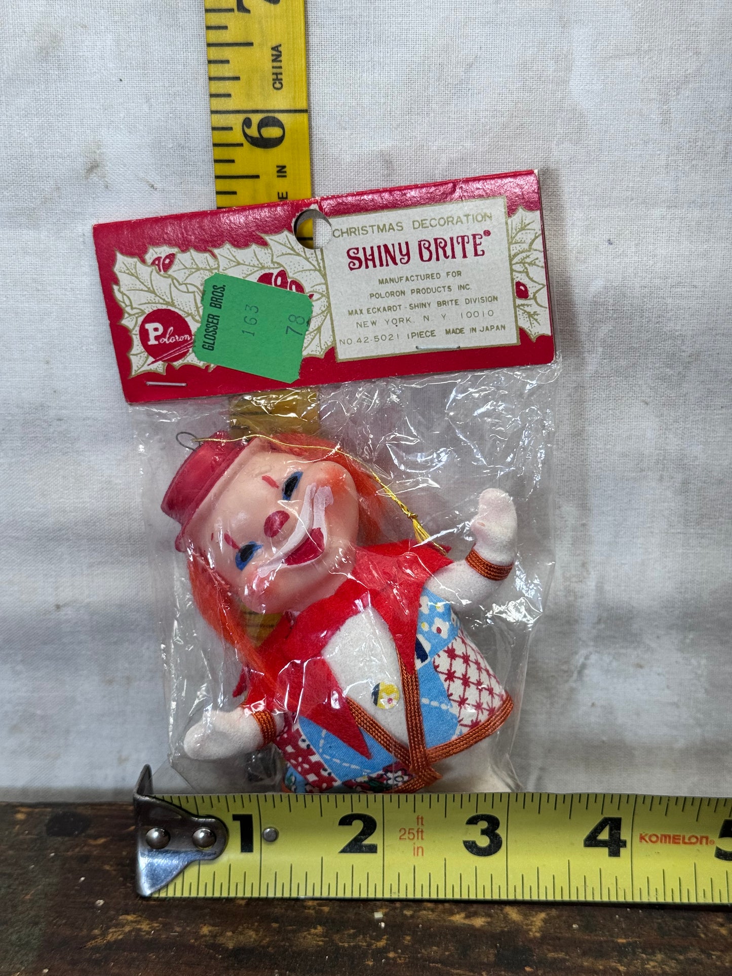 Shiny Brite Christmas Clown Ornament NOS Vintage #1866