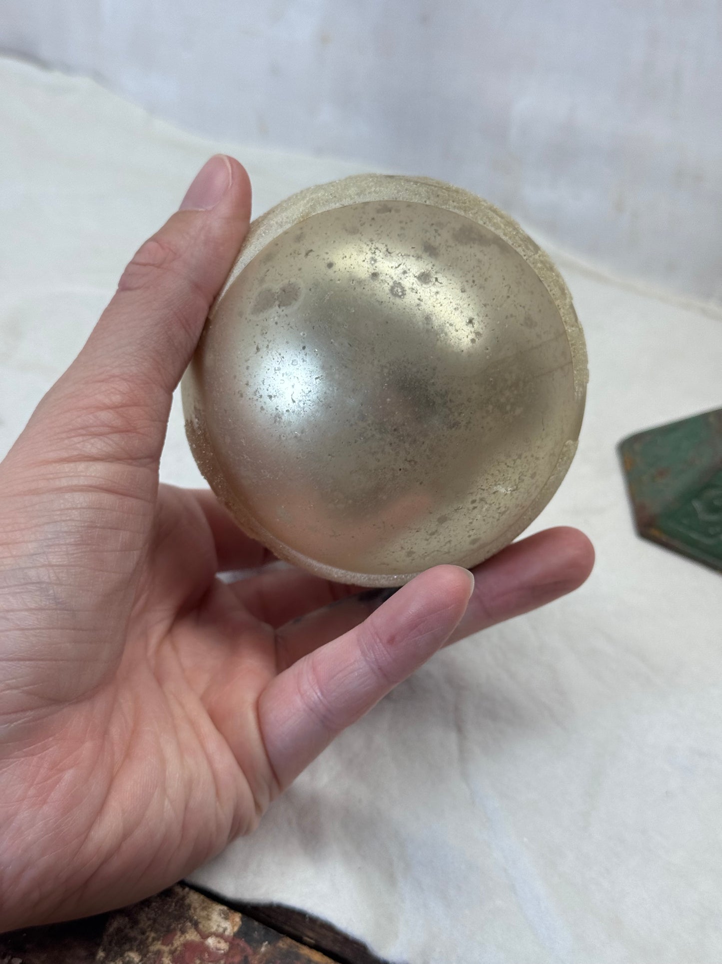 Shiny Brite Glass Deer Trees Stenciled Glass Ornament #2154