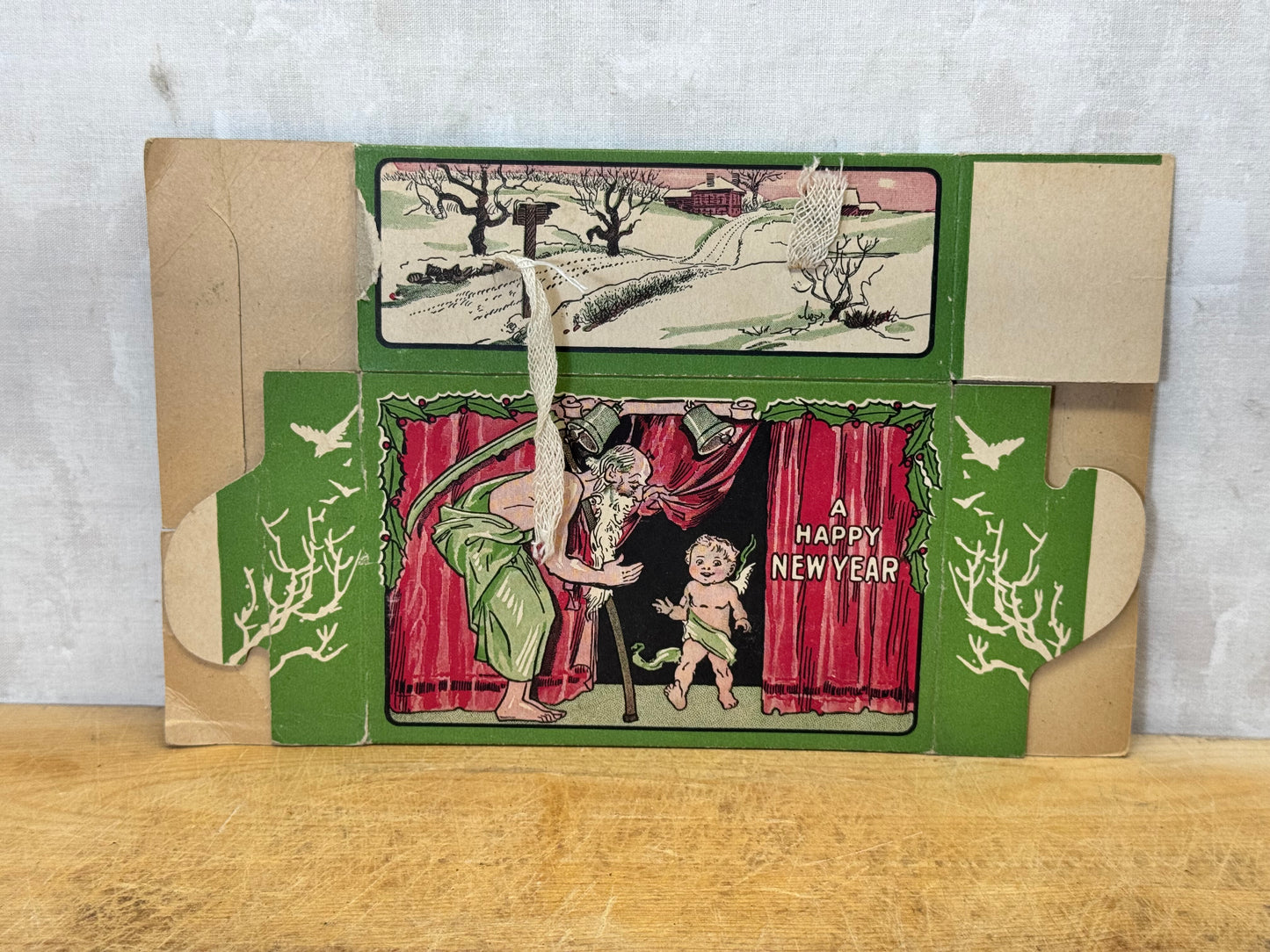 Vintage Merry Christmas Empty Candy Box NOS #1722