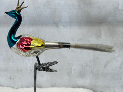 Unique Peacock Clip-On Christmas Ornament Vintage #1873