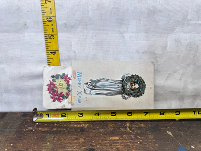 1911 Christmas Post Card with Calendar Flawed Antique #2095