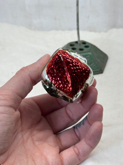 Vintage Christmas Painted House Glass Ornament #1793