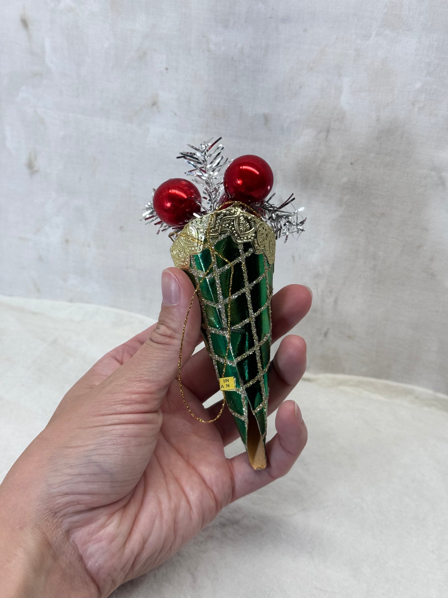 Christmas Japan  Cone Mercury Ball Ornament Vintage #1985