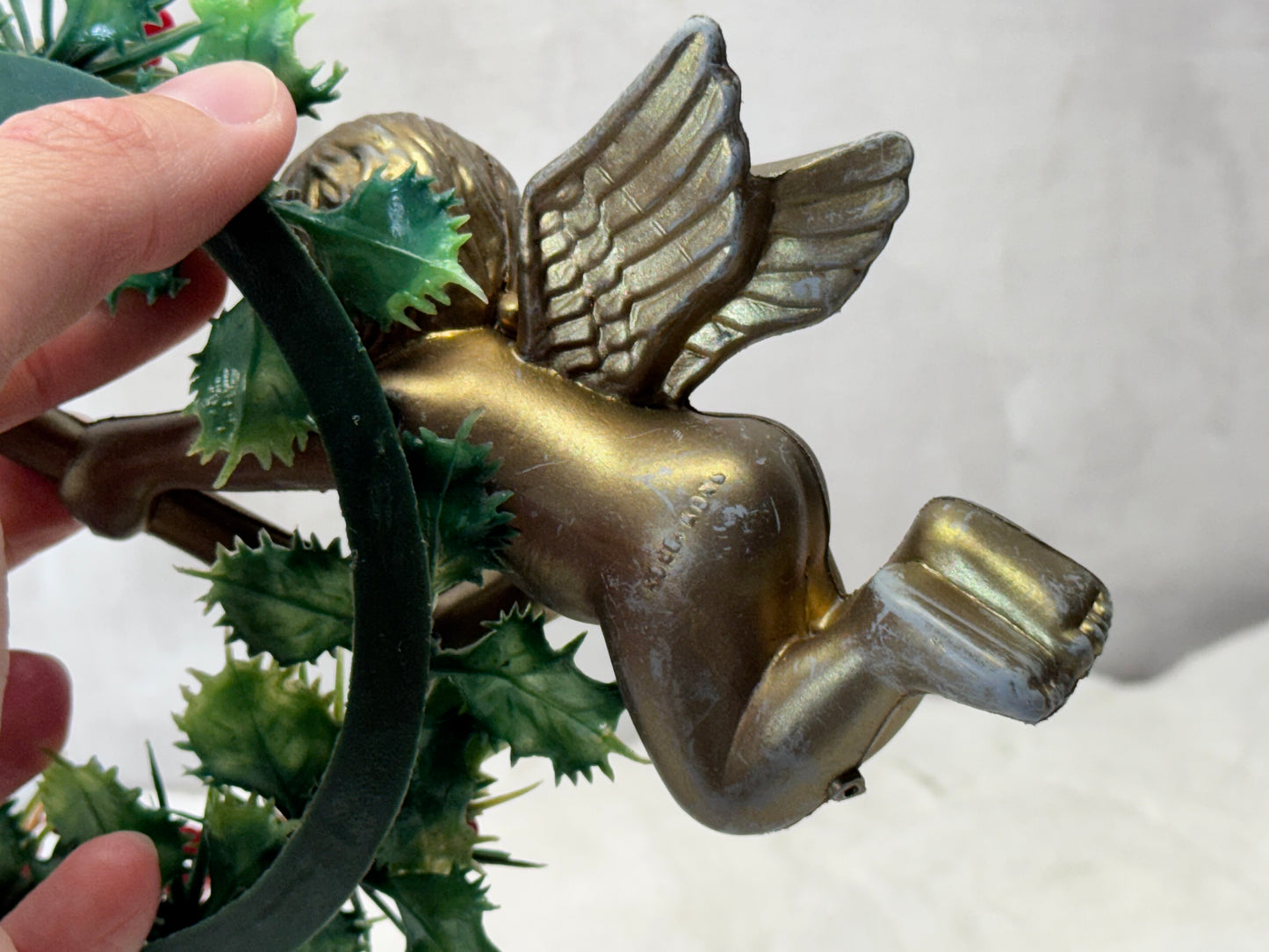 Plastic Wreath Christmas Angel Vintage#2083