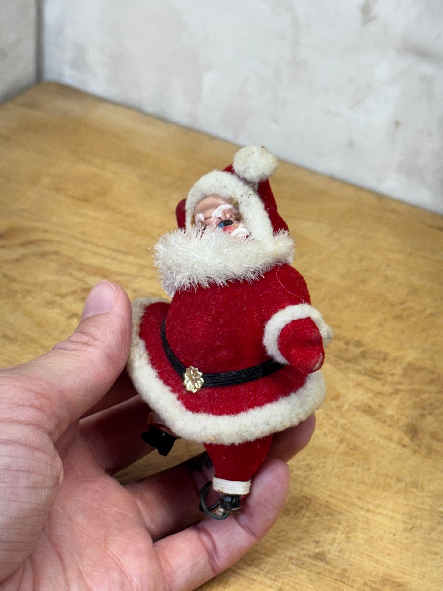 Vintage Red Flocked Santa #1712
