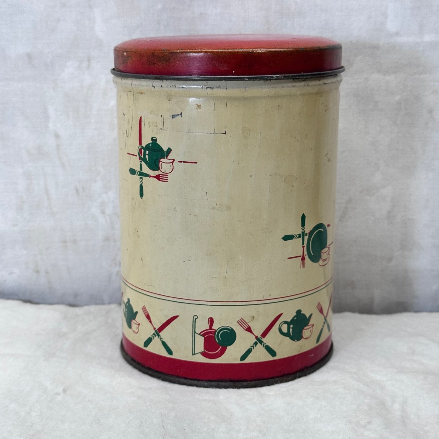 Christmas Kitchen Tin Canister Vintage #2060
