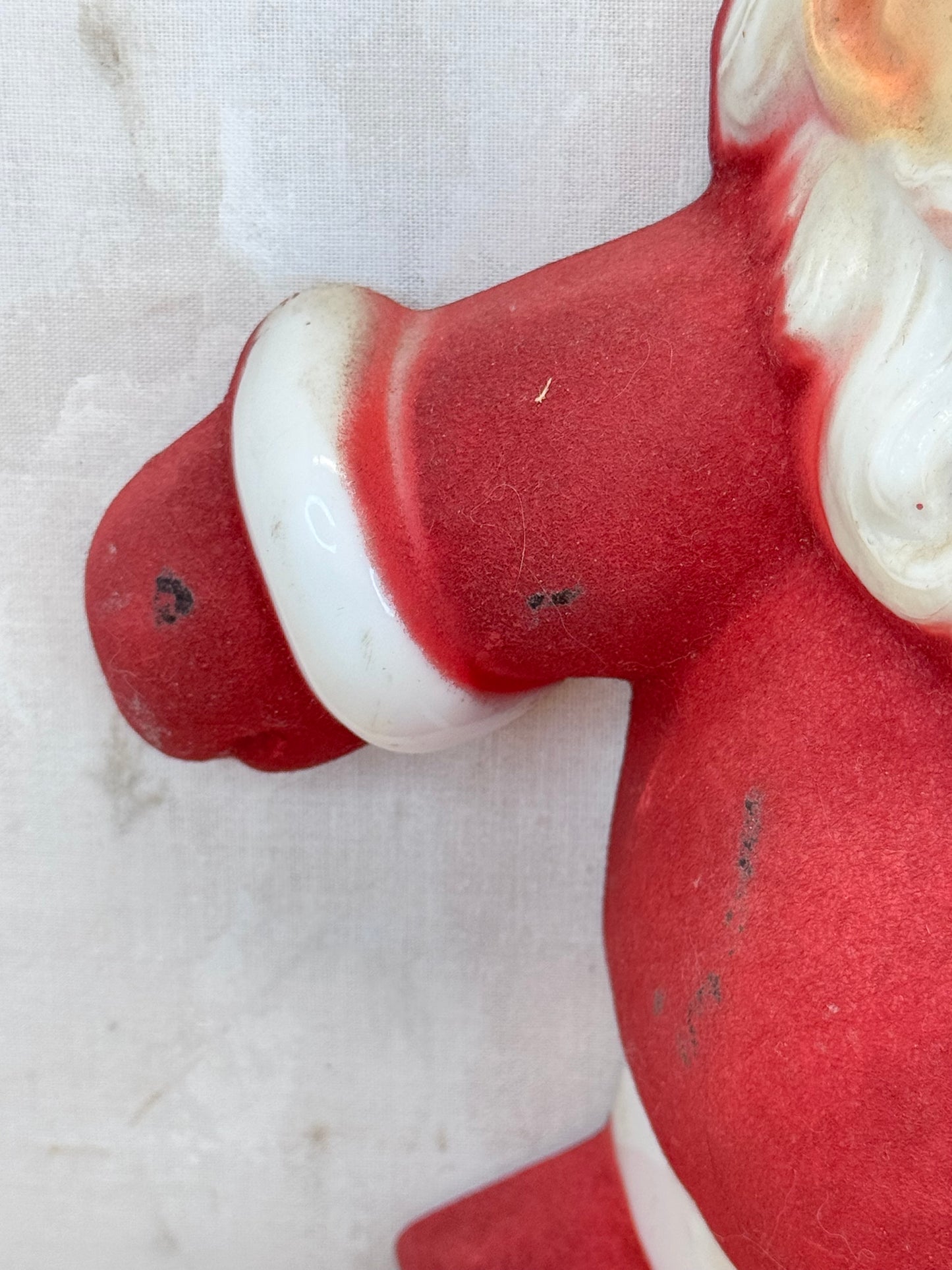 Red Flocked Santa Blow Mold Vintage #1673