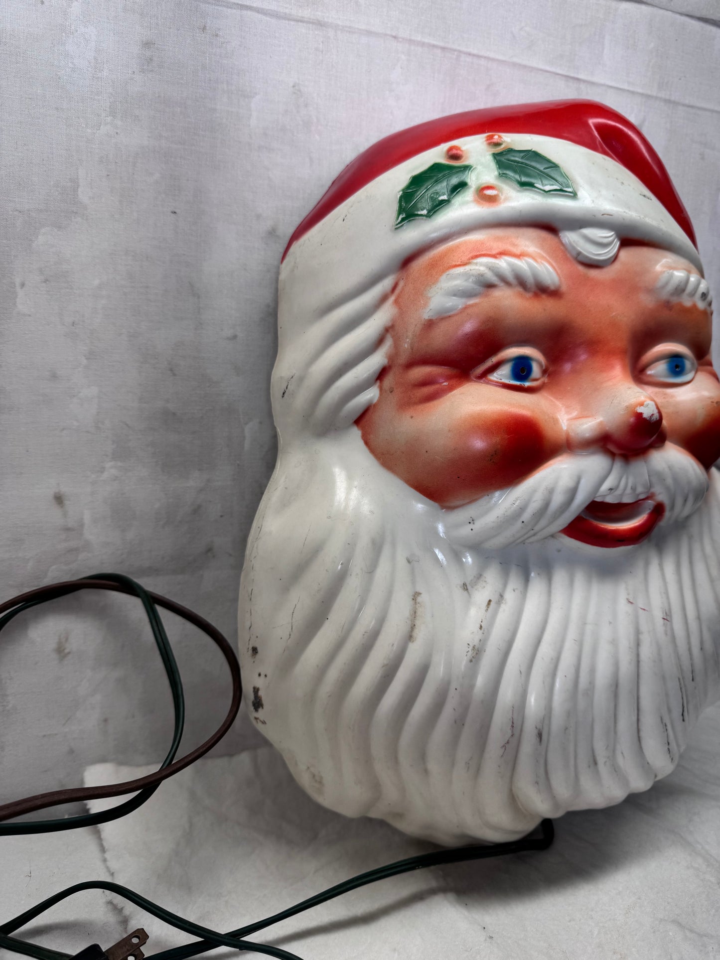 NOMA Light-Up Santa Claus Wall Blow Mold Vintage Working #2078