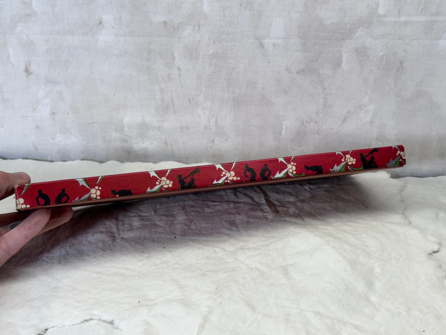 Skiing Sledding Christmas Box Empty Vintage #1939