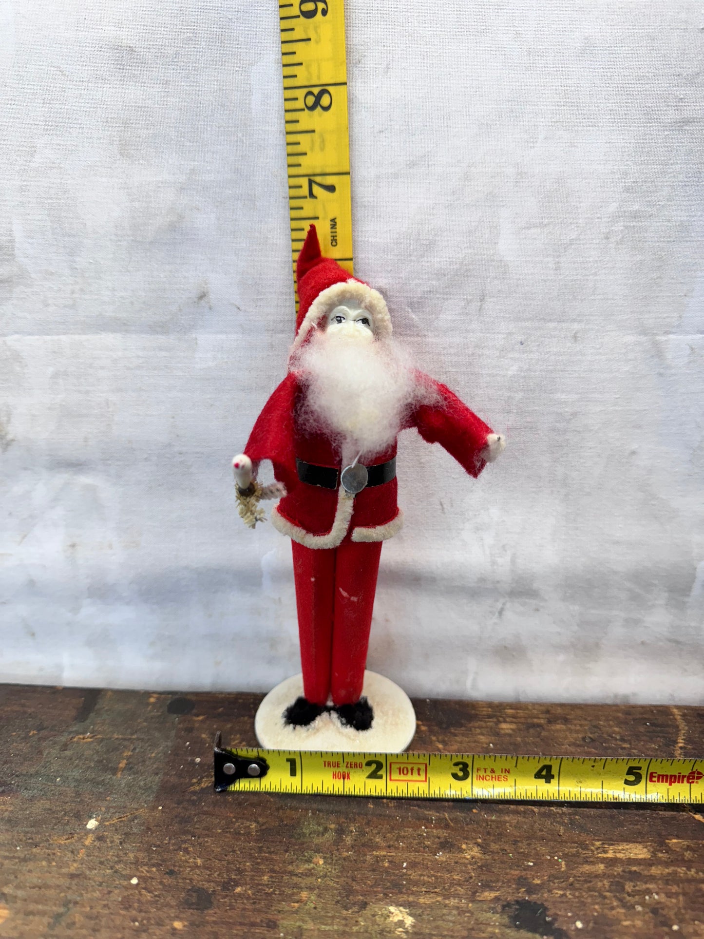 Vintage Putz Santa w Candle & missing Bell Japan #1681