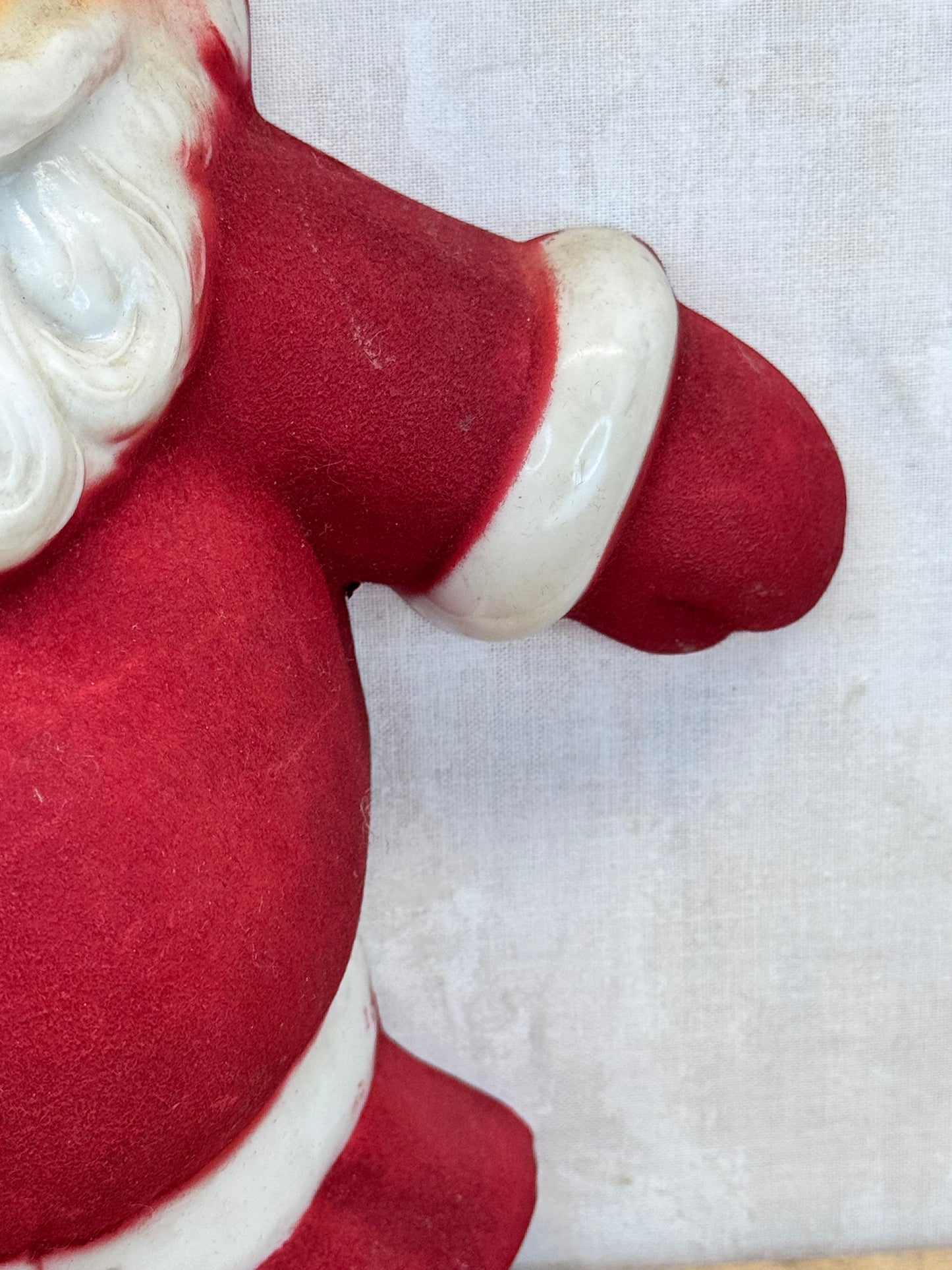Red Flocked Santa Blow Mold Vintage #1673