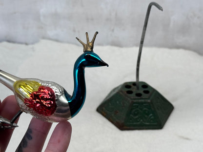 Unique Peacock Clip-On Christmas Ornament Vintage #1873