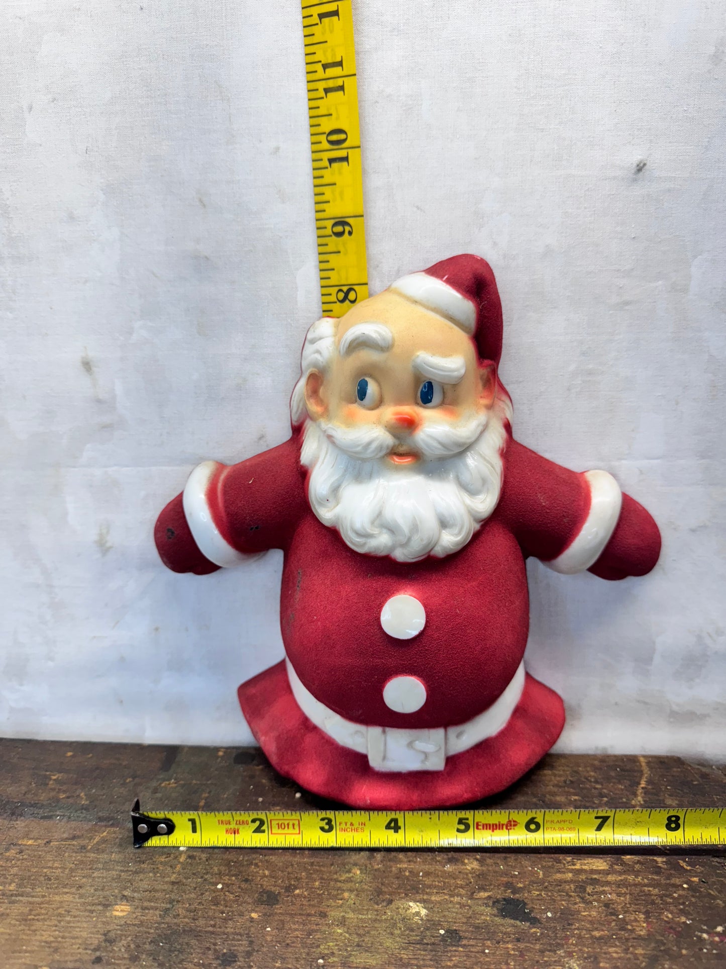Red Flocked Santa Blow Mold Vintage #1673