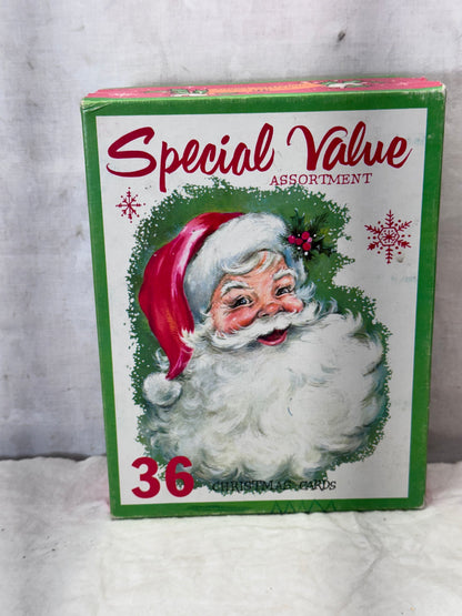 Santa Claus Christmas Cards Box Vintage EMPTY #1941