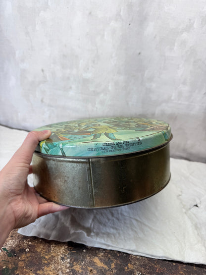 Currier & Ives Christmas Tin Round Empty Vintage Maurice Lenell #1887