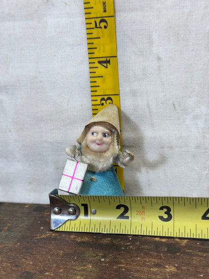Blue Felt Christmas Elf Japan Vtg #1882