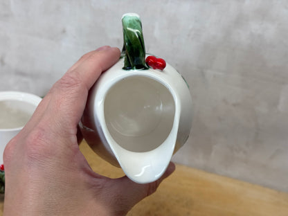 Lefton Japan Mistletoe Sugar & Creamer Set #1731