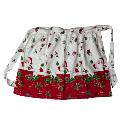 Santa in Chimney Christmas Apron Vintage #2190