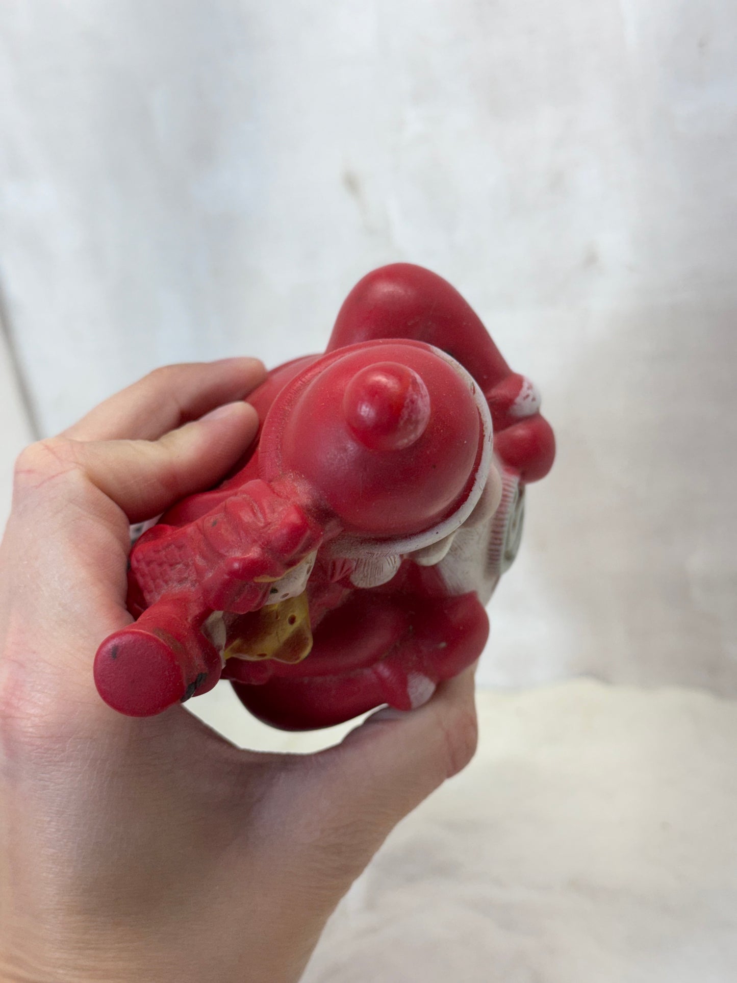 Vintage 1972 Christmas Club Santa Claus Red Rubber Plastic Coins Bank #1748