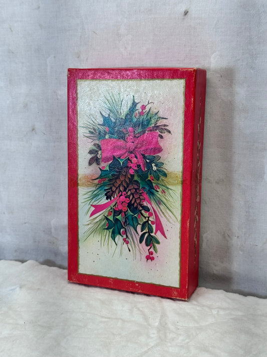 Regal Satin Christmas Cards Box Decorative Empty Vtg #1891