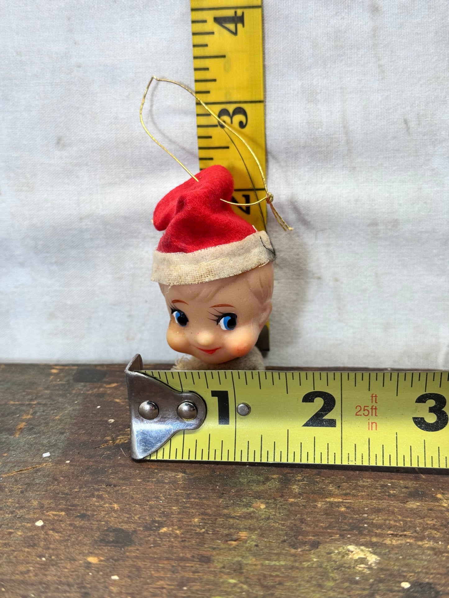 Vintage Felt Pixie Elf Head Ornament #1996