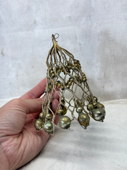 Vintage Handmade Wire Bell Shape Glass Ornament #1978