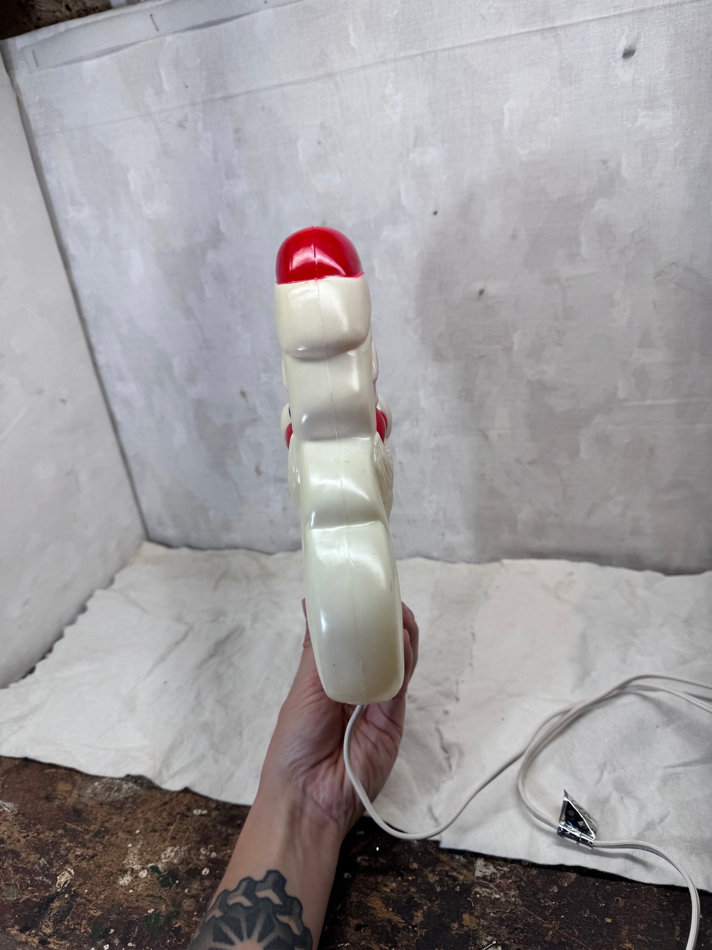 Christmas Light-Up Santa Face Double Sided Blow Mold Vtg #1733