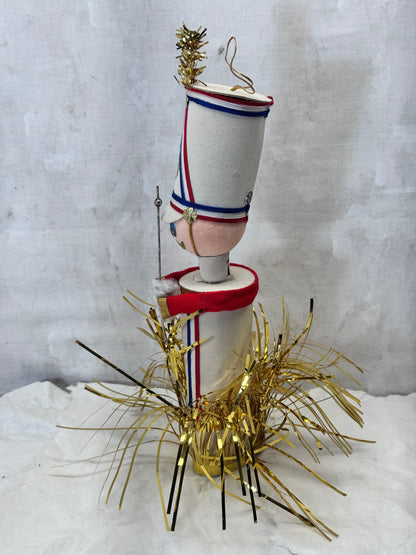 Christmas Solider Ornament Japan Tree Topper Vintage Repaired #2081