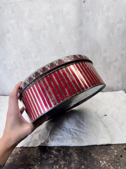 Hummingbird Christmas Tin Round Empty Vintage #1888