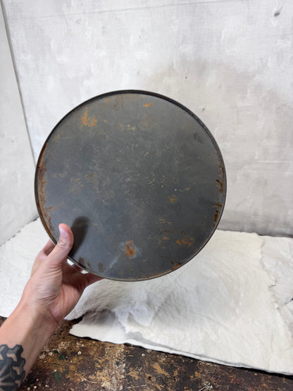 Currier & Ives Christmas Tin Round Empty Vintage Maurice Lenell #1887