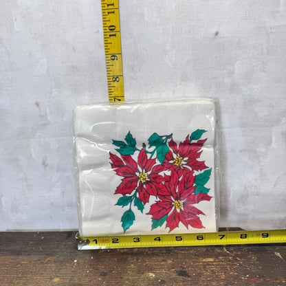 Christmas Poinsettia NOS Napkins #2145 Vintage