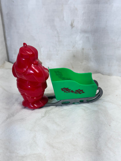 Santa Sleigh Hard Plastic Candy Holder Ornament #1749