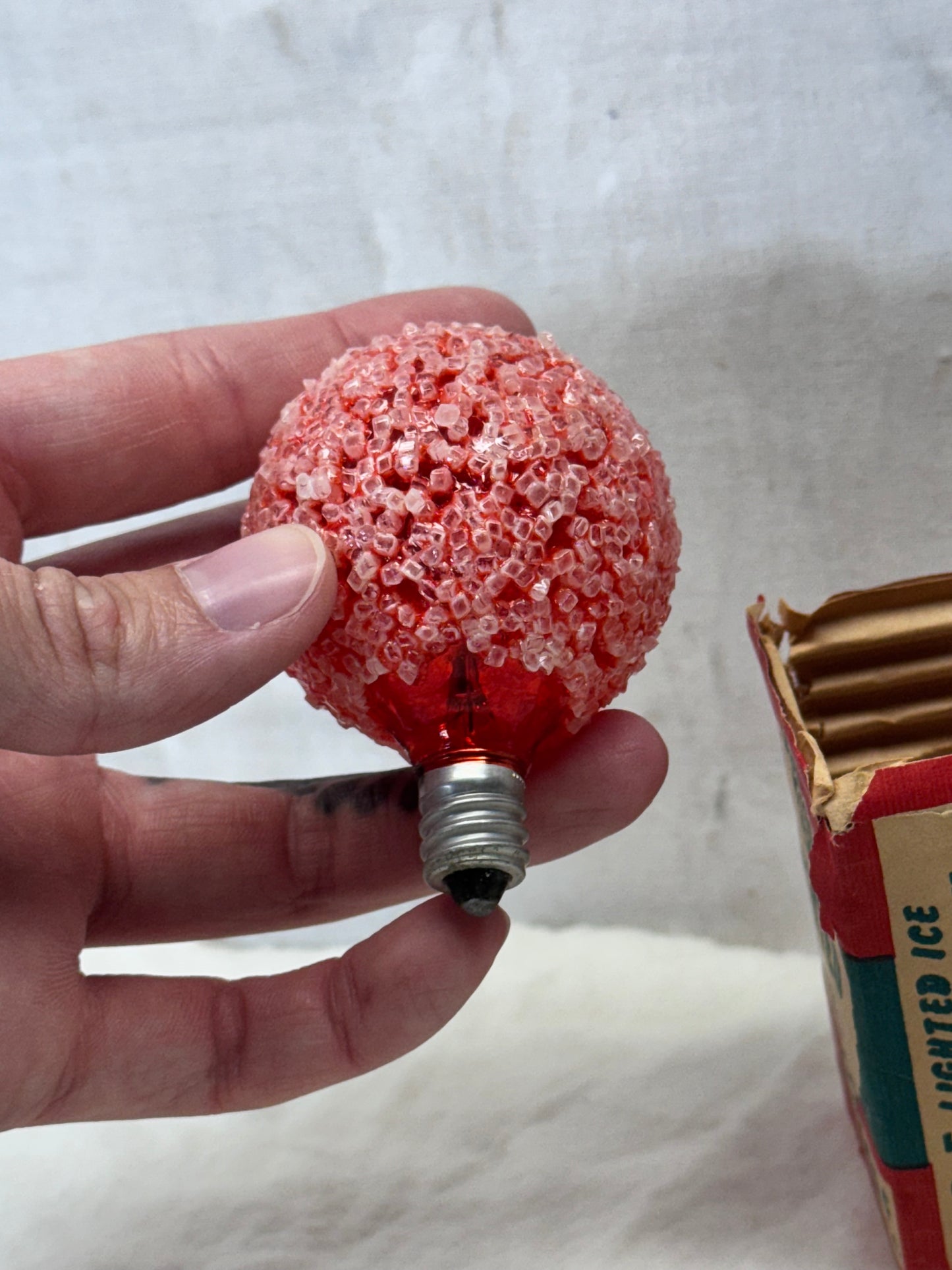 Red Lighted Ice Lightbulb Vintage D30 120 Volt NOS #1875