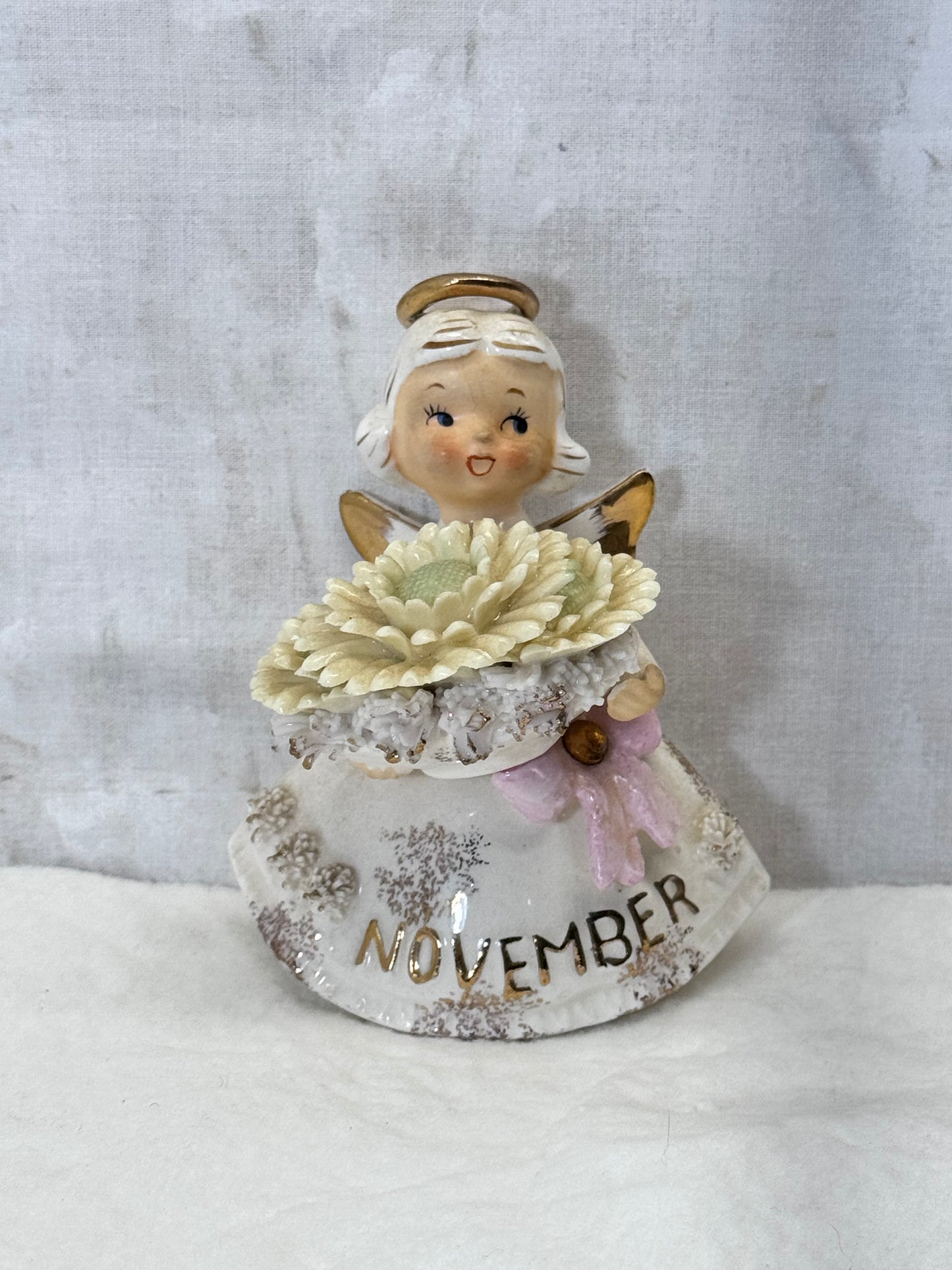 Lefton November Angel Figurine Topaz Vintage #1865