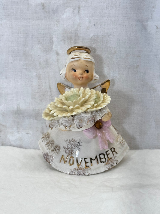 Lefton November Angel Figurine Topaz Vintage #1865