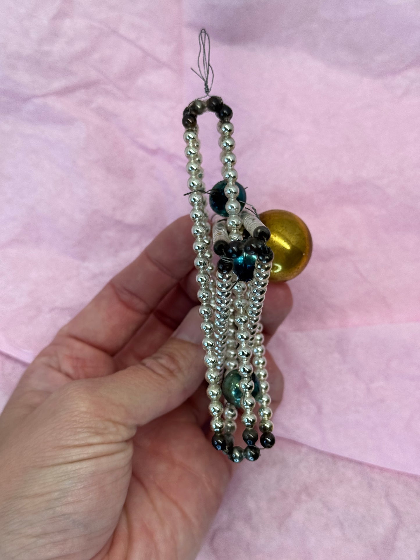 Mercury Glass Bead Victorian Ornament #1672