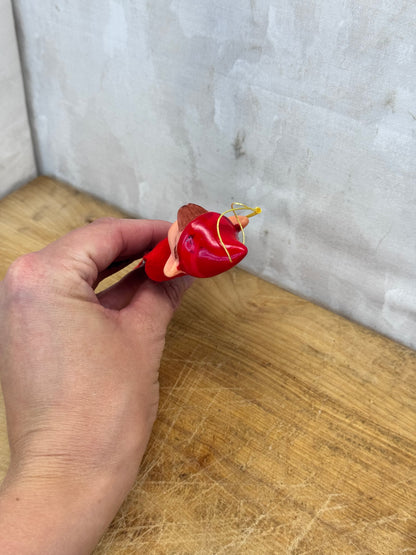 Vintage Christmas Knee Hugger Elf Pixie Green Plaid Japan Ornament #1632