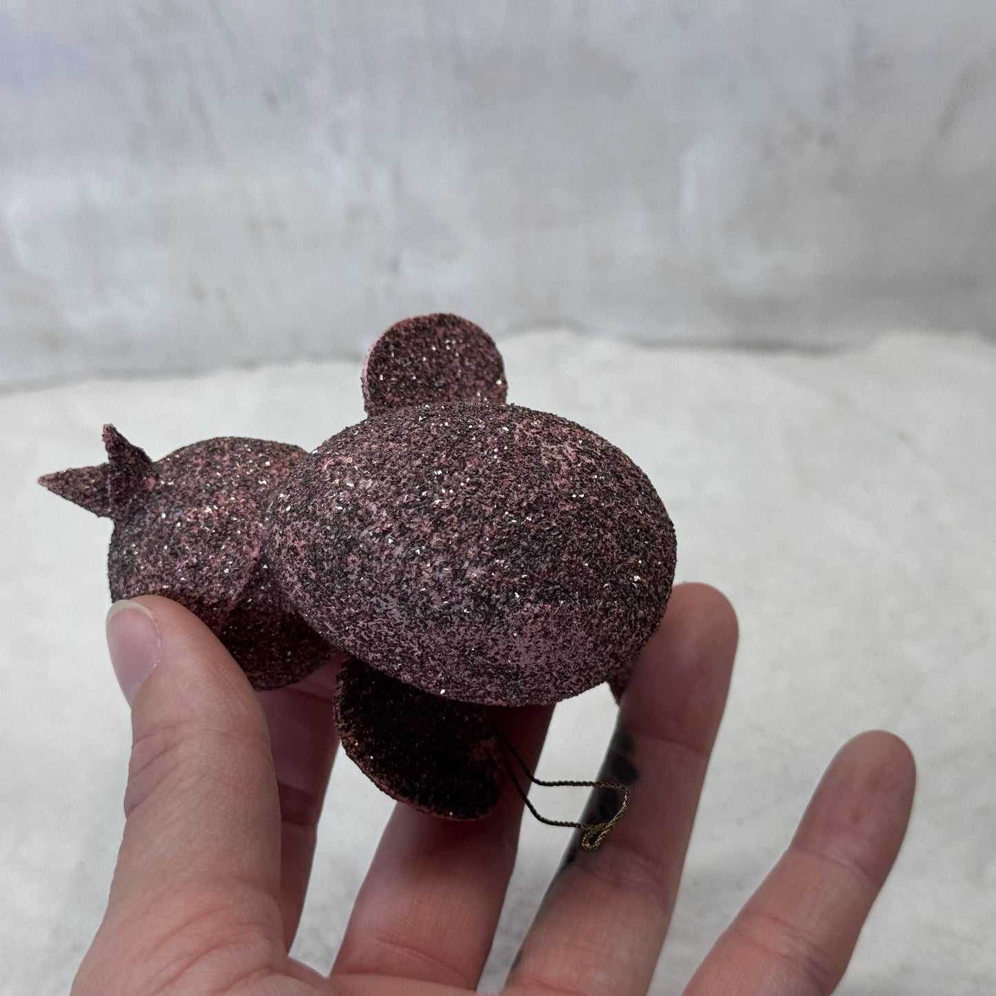 Paper Mache Pink Glitter Bird Ornament #2090