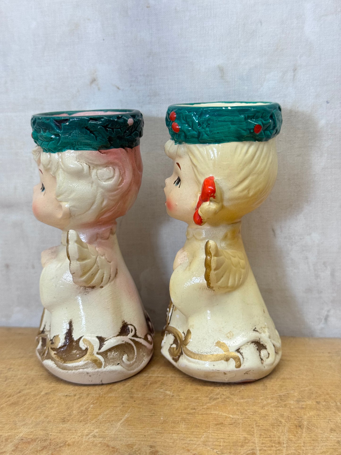 Lefton Candle Holder Angels #1716