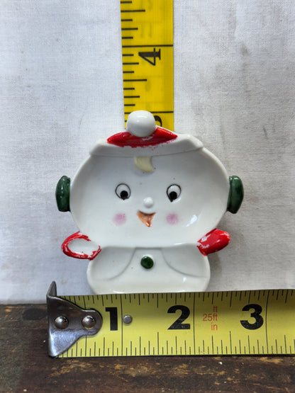 Vintage Japan Christmas Snowman Tea Bag Plate #1784